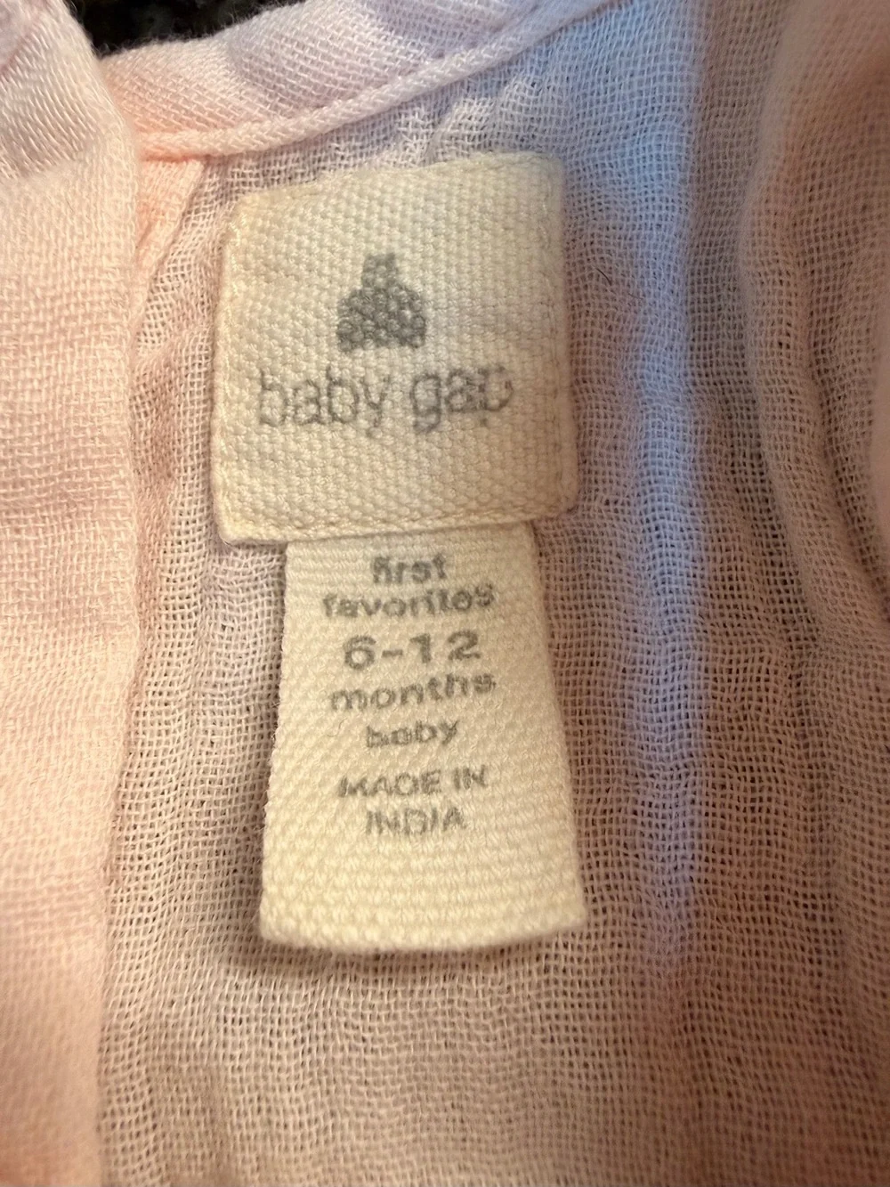 GAP Baby Girl Light Pink Gauze Romper with Ruffle Shoulders